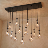 Inspired Rain Drop Style Linear Glass Chandelier - 54 Inch - Black Finish