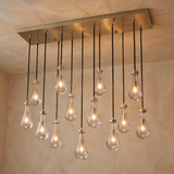 Inspired Rain Drop Style Linear Glass Chandelier - 54 Inch - Gold Finish