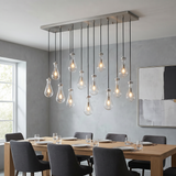 Inspired Rain Drop Style Linear Glass Chandelier - 54 Inch - Nickel Finish