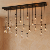 Inspired Rain Drop Style Sculptural Linear Chandelier - 72 Inch - Black Finish