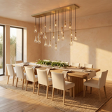 Inspired Rain Drop Style Sculptural Linear Chandelier - 72 Inch - Gold Finish
