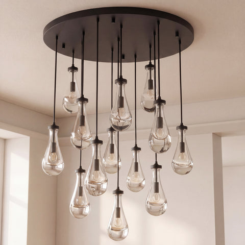 Inspired Rain Drop Style Chandelier – 36.5 Inch – Black Finish