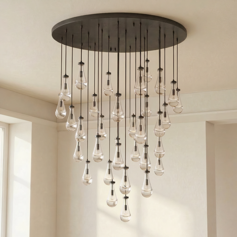 Inspired Rain Drop Style Chandelier – 47 Inch – Black Finish