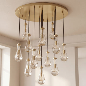 Inspired Rain Drop Style Chandelier – 36.5 Inch – Gold Finish