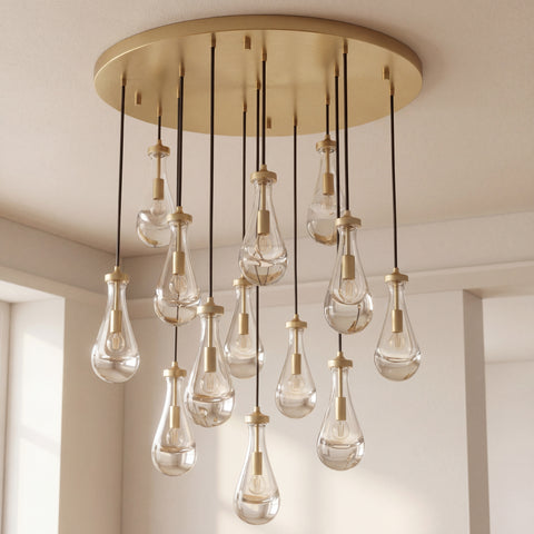 Inspired Rain Drop Style Chandelier – 36.5 Inch – Gold Finish