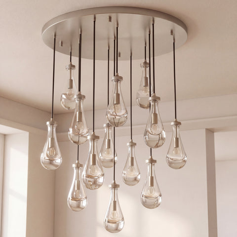 Inspired Rain Drop Style Chandelier – 36.5 Inch – Nickel Finish
