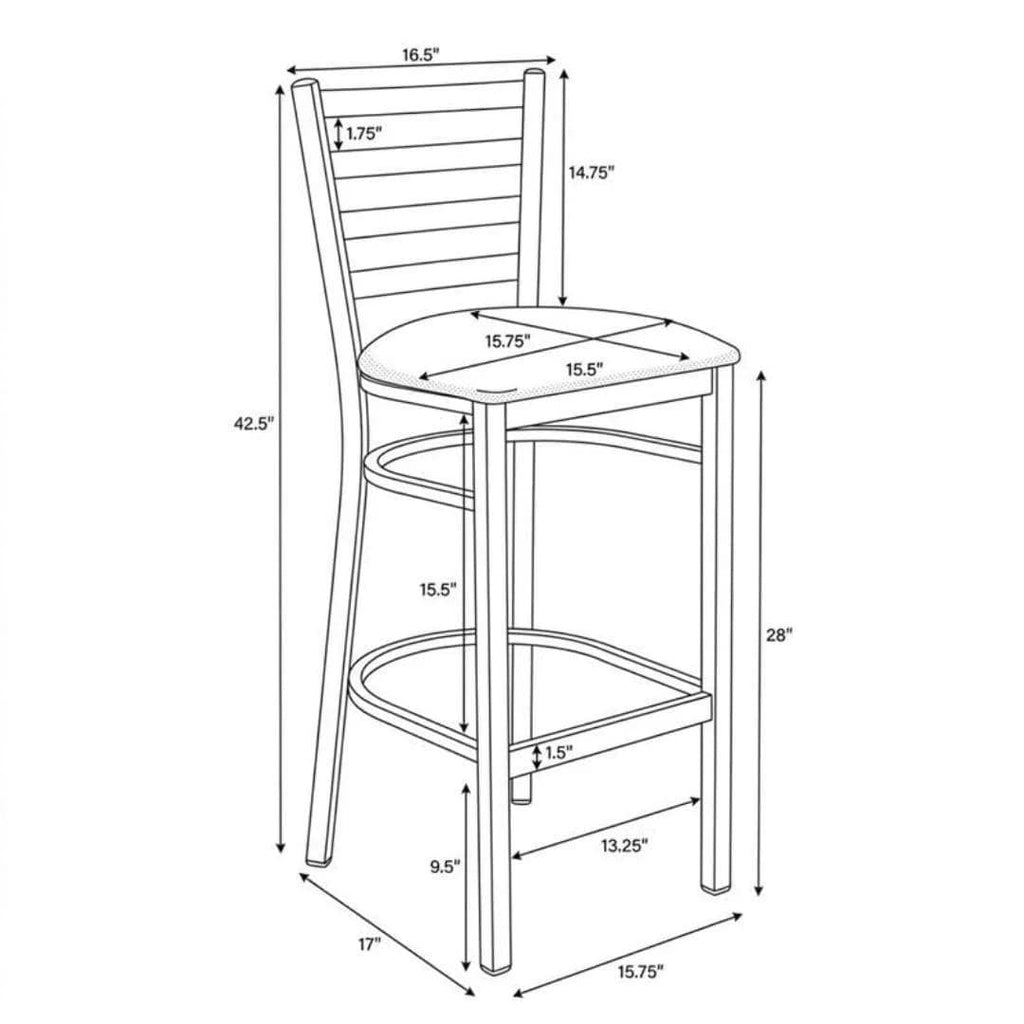Silver Ladder Back Restaurant Bar Stool with Ivory Vinyl Seat