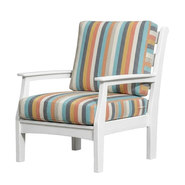 White Mayfield Outdoor Chair with Surround Sunrise Cushions