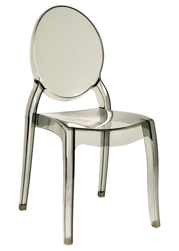 Smoke Clear Resin Oval Back Sophia Ghost Chair