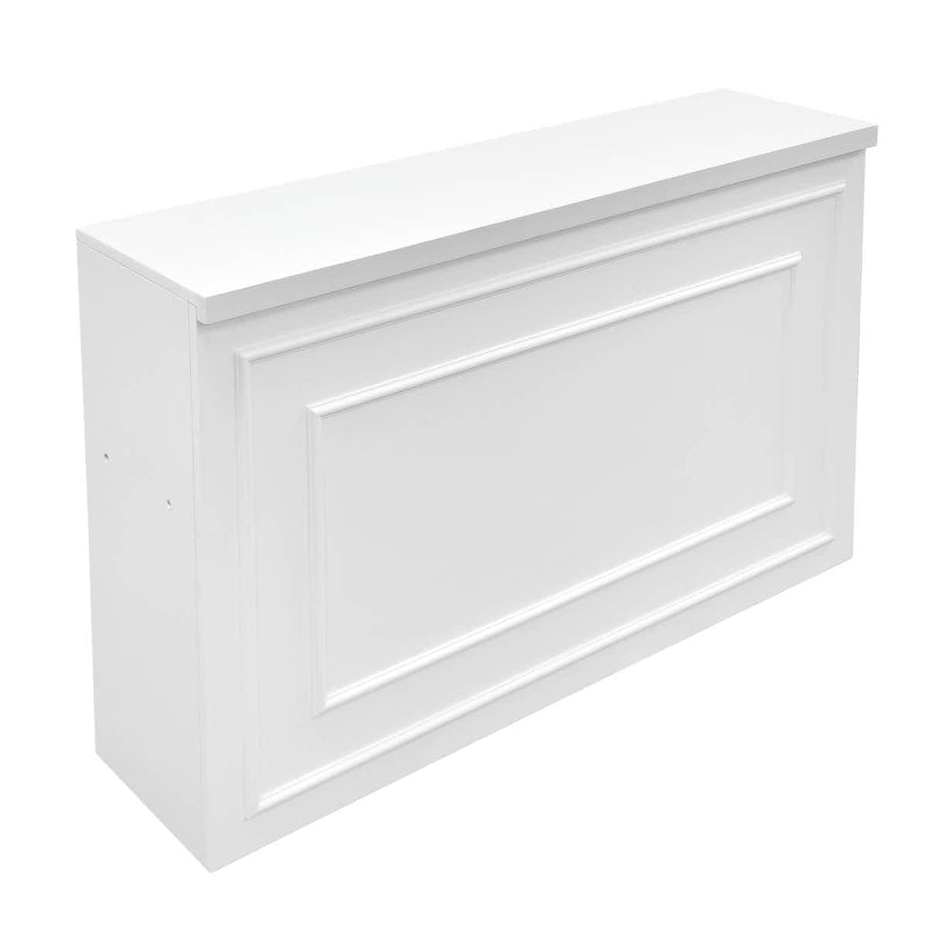 White 48" x 12" x 30" Portable Stage Facade with Front Overhang and Flush Sides