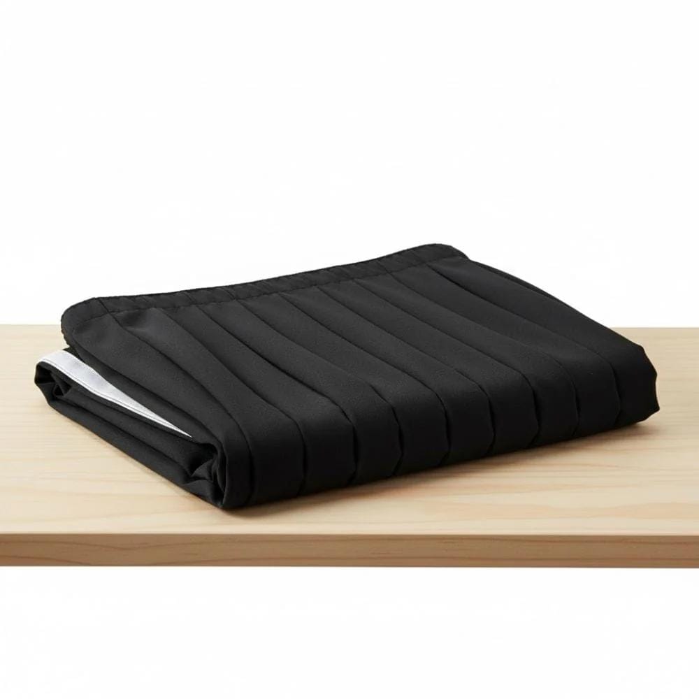 16' Black Stage Skirt 21" High 180 GSM Polyester Linen with 16 Clips