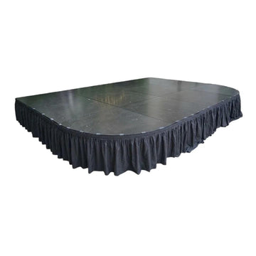 8' Black Stage Skirt 21" High 180 GSM Polyester Linen with 8 Clips