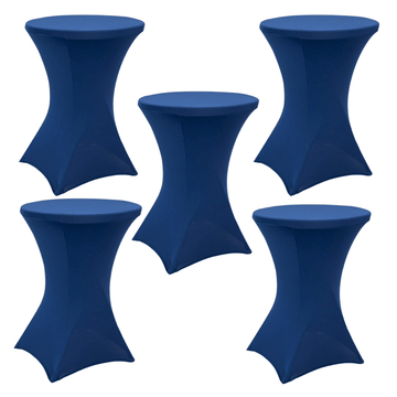 5-Pack Navy Blue Spandex 250gsm 36" Cocktail Table Cover