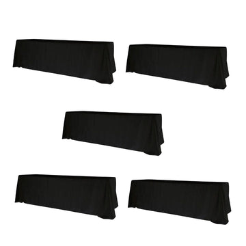 5-Pack Black Polyester Rectangle Tablecloth 190gsm 90″ x 156″
