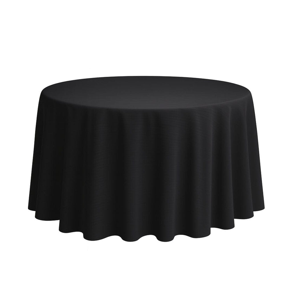Black Round Poly Satin Tablecloth Linen