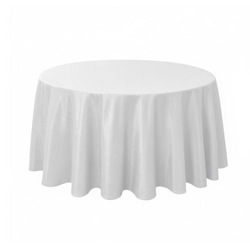 White Round Tablecloth Majestic Dupioni