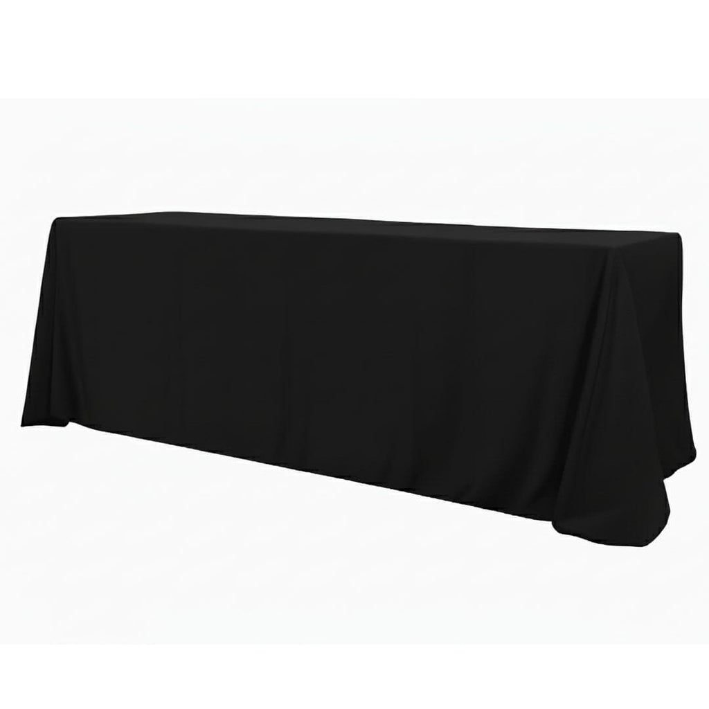 Black Rectangle Poly Satin Tablecloth Linen
