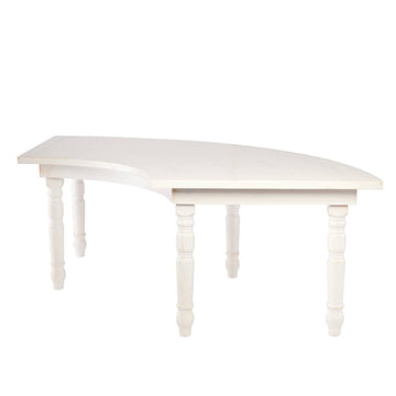 99" x 40" (8.25 Foot) White Distressed Serpentine Fluted Leg Wood Farm Table