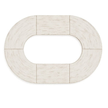 Capsule Bridge Serpentine Farm Table Kit - Seats 20 - Includes 4 White Distressed Serpentine Tables and 2 Rectangle Tabl