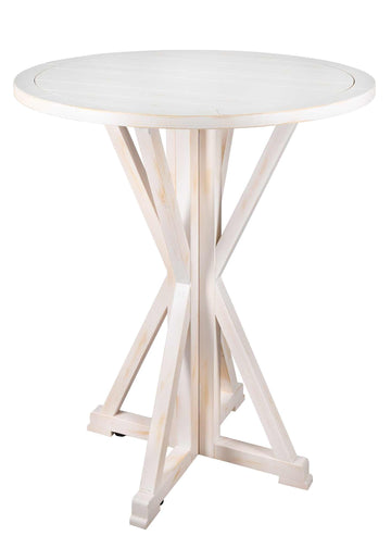 36" (3 Foot) White Distressed Round Farm Cocktail Table