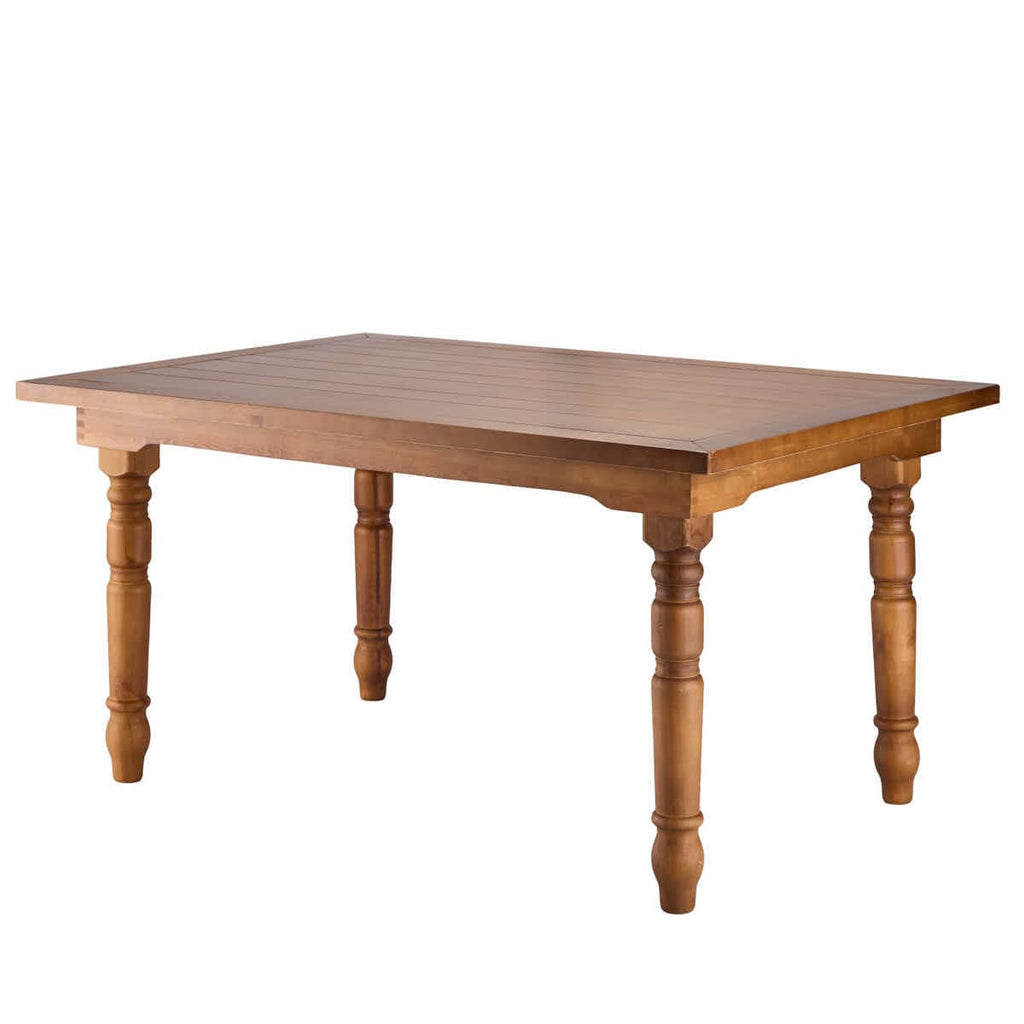Chestnut Finish Rectangle Fluted Leg Wood Farm Table