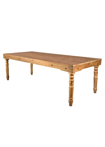 Scratch and Dent 96" x 40" (8 Foot) Chestnut Finish Rectangle Fluted Leg Wood Farm Table