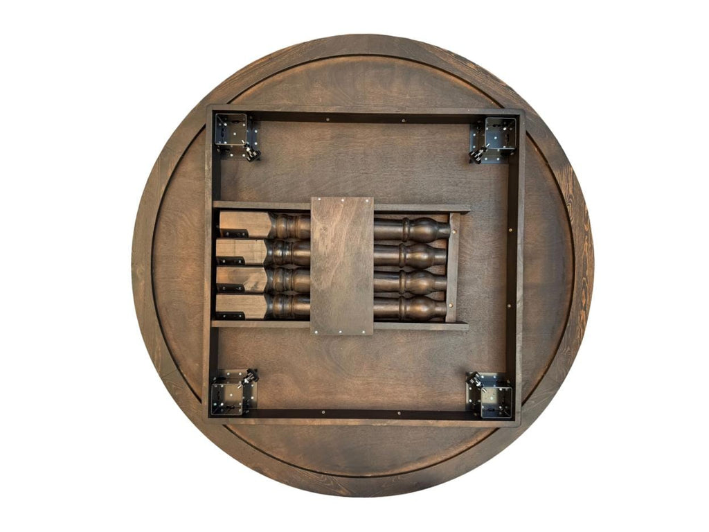 60" (5 Foot) Fruitwood Round Farm Table with Fluted Legs