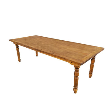 Chestnut Finish Rectangle Fluted Leg Wood Farm Table