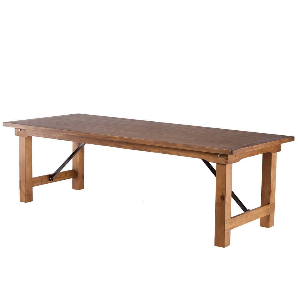 Chestnut Finish Rectangle Straight Leg Wood Farm Table