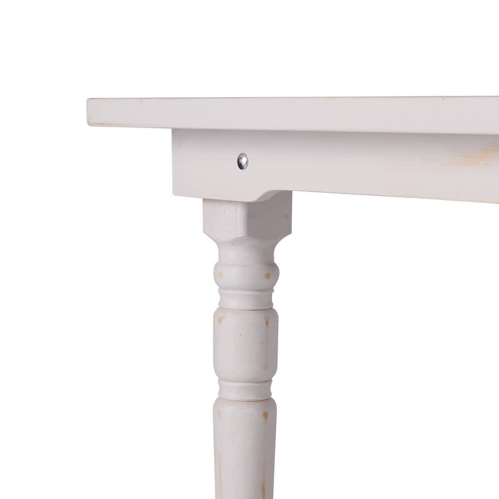 96" x 40" (8 Foot) White Distressed Rectangle Thin Fluted Leg Wood Farm Table
