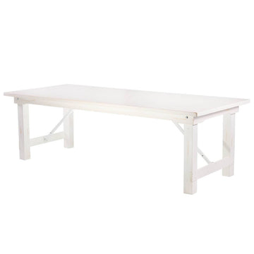 96" x 40" (8 Foot) White Distressed Rectangle Straight Leg Wood Farm Table