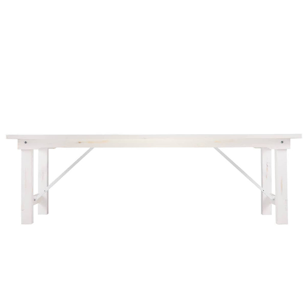 96" x 40" (8 Foot) White Distressed Rectangle Straight Leg Wood Farm Table