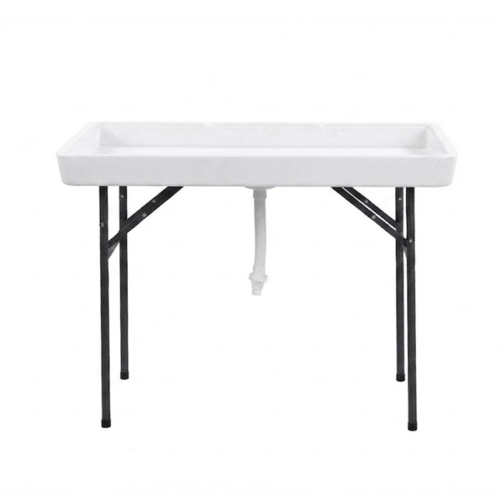 47" x 24" (4 Foot ) White Plastic Ice Cooler Table with Steel Frame
