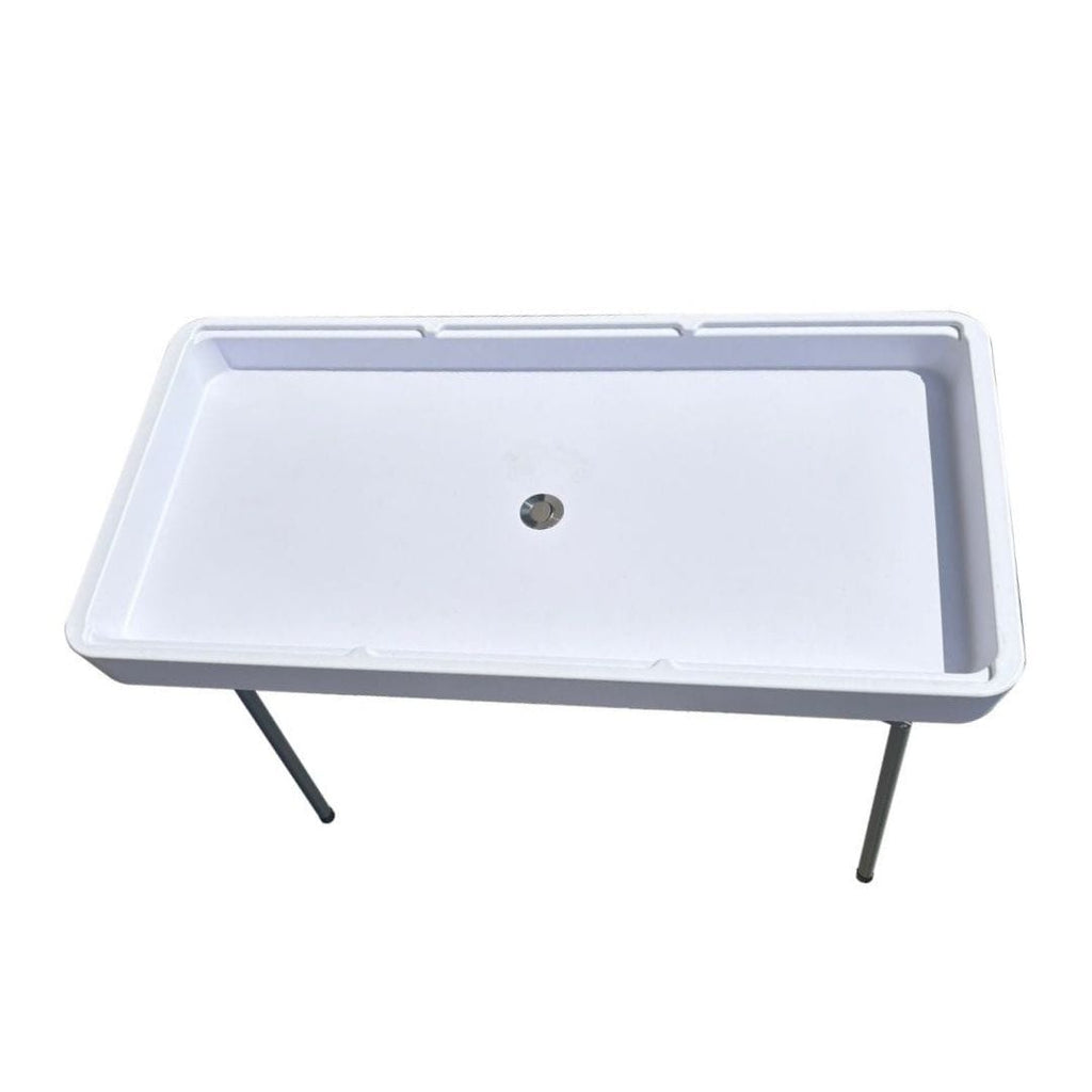 47" x 24" (4 Foot ) White Plastic Ice Cooler Table with Steel Frame