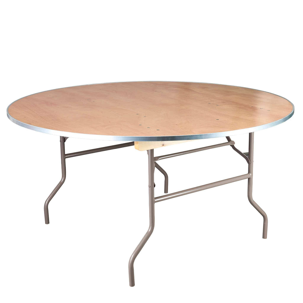 8 Plywood 60" (5 Foot) Round Folding Tables with Metal Edge + Steel Banquet Table Cart