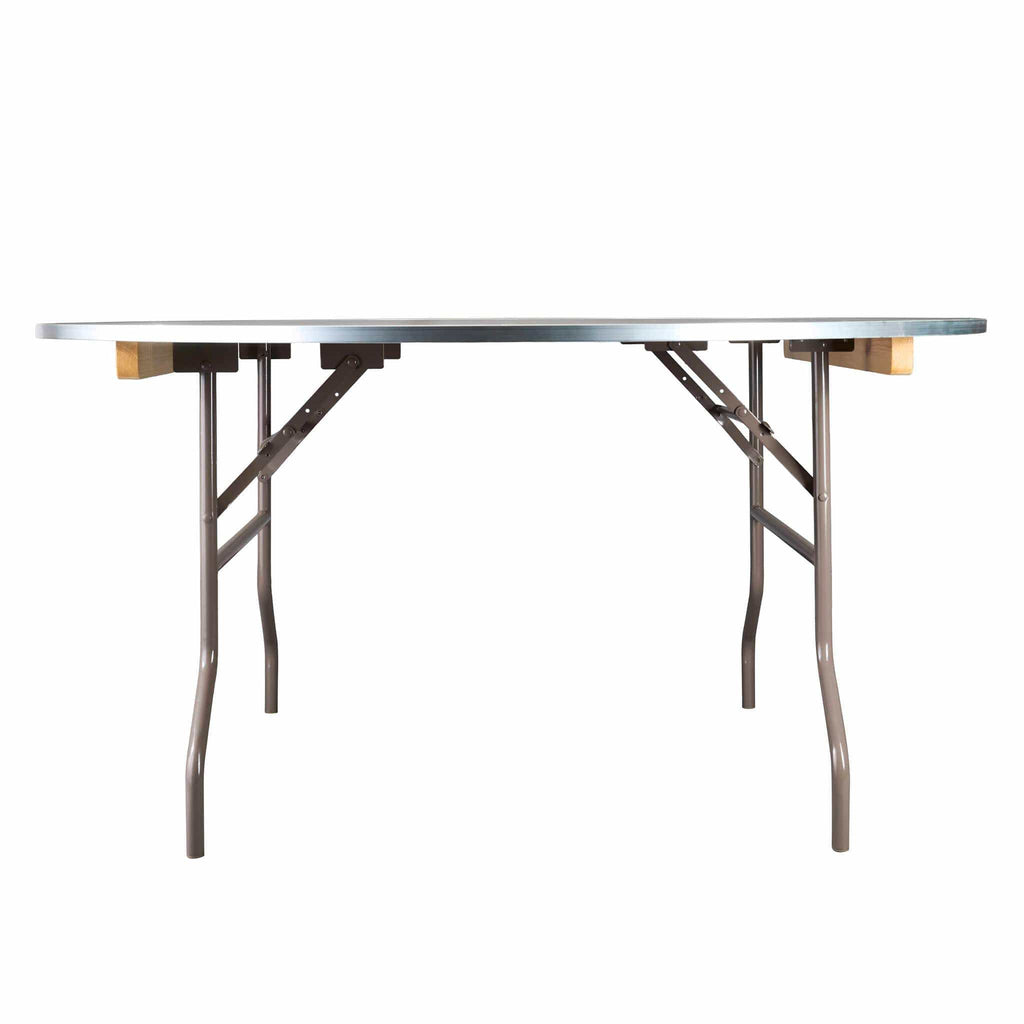 8 Plywood 60" (5 Foot) Round Folding Tables with Metal Edge + Steel Banquet Table Cart