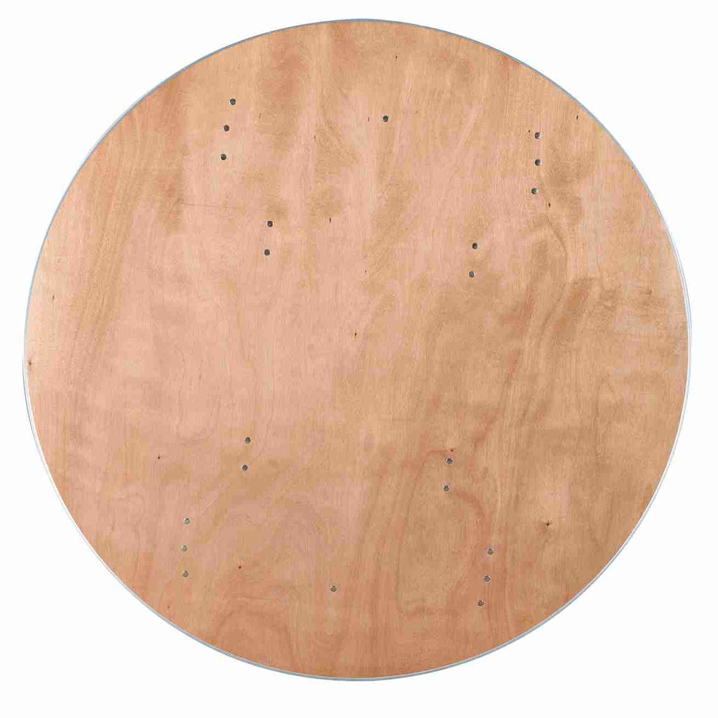 60" (5 Foot) Round Heavy Duty Natural Plywood Folding Banquet Table
