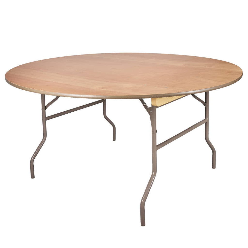 8 Plywood 60" (5 Foot) Round Folding Tables with Vinyl Edge + Steel Banquet Table Cart