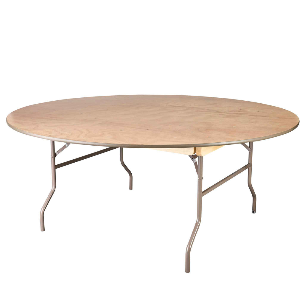 8 Plywood 72" (6 Foot) Round Folding Tables with Vinyl Edge + Extra Large Steel Banquet Table Cart