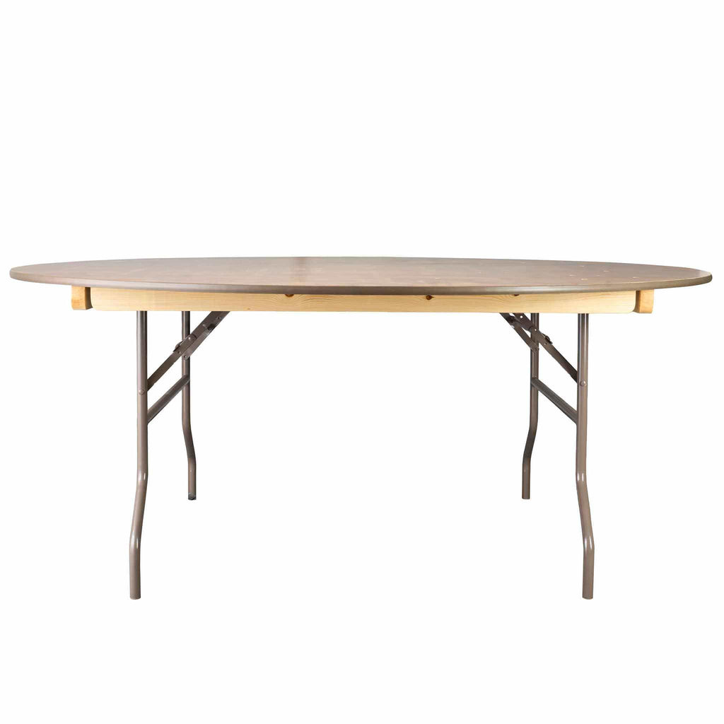 8 Plywood 72" (6 Foot) Round Folding Tables with Vinyl Edge + Extra Large Steel Banquet Table Cart