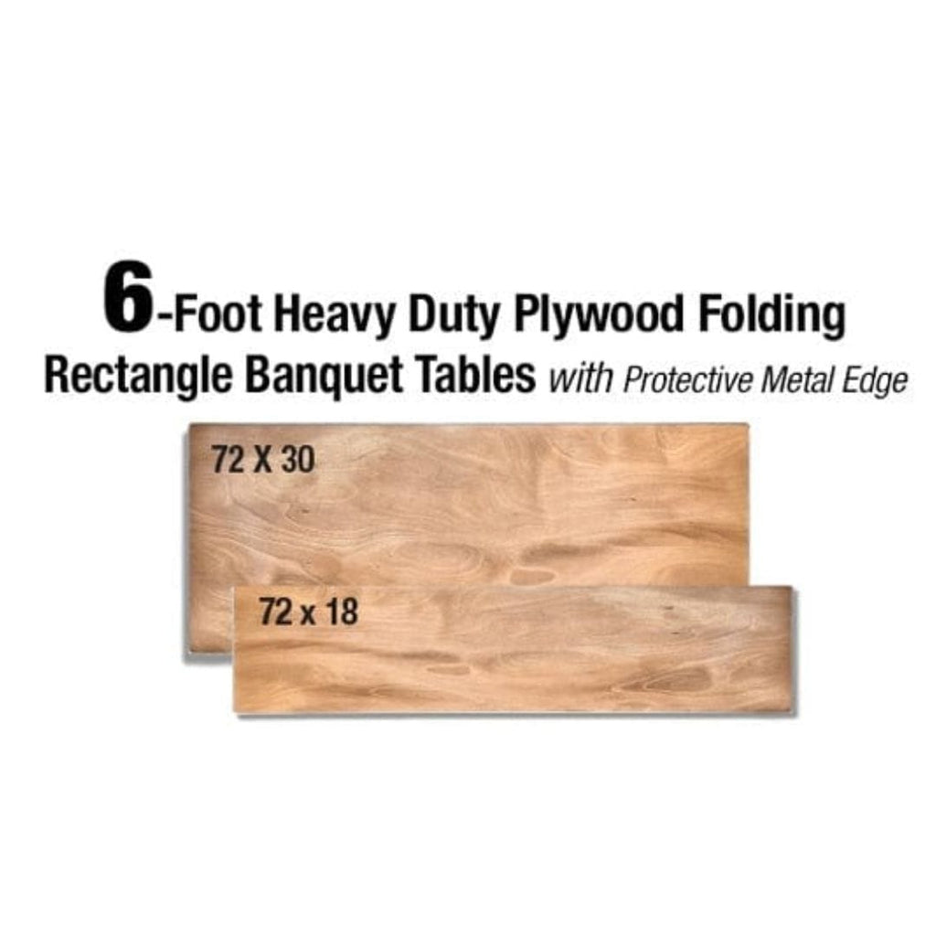 72" x 18" (6 Foot) Rectangle Heavy Duty Plywood Folding Seminar Table with Metal Edge