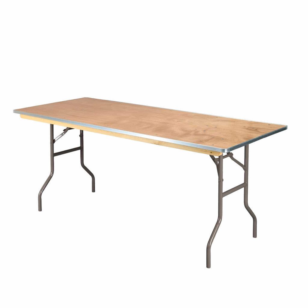 10 Plywood 72" x 30" (6 Foot) Rectangle Folding Tables with Metal Edge + Extra Large Steel Banquet Table Cart