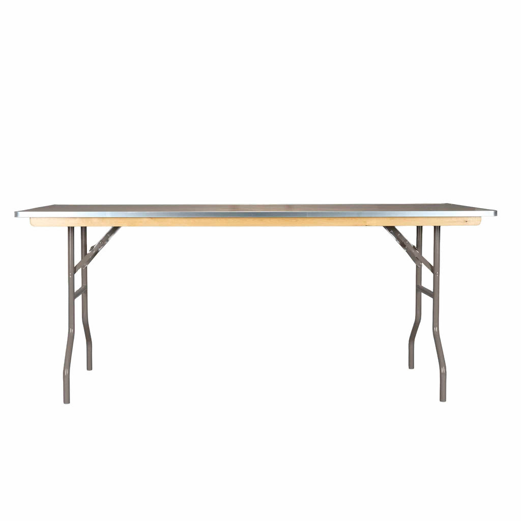 10 Plywood 72" x 30" (6 Foot) Rectangle Folding Tables with Metal Edge + Extra Large Steel Banquet Table Cart
