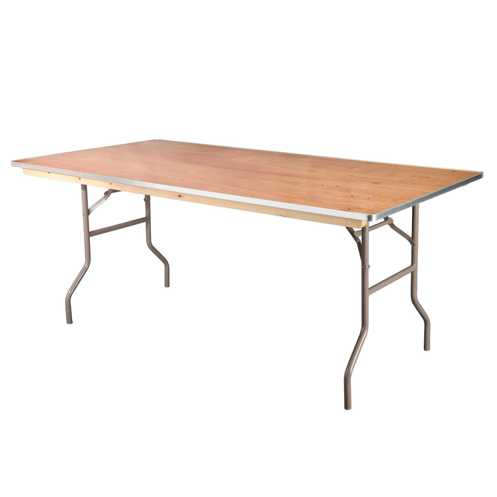 Rectangle Plywood Folding Table with Metal Edge