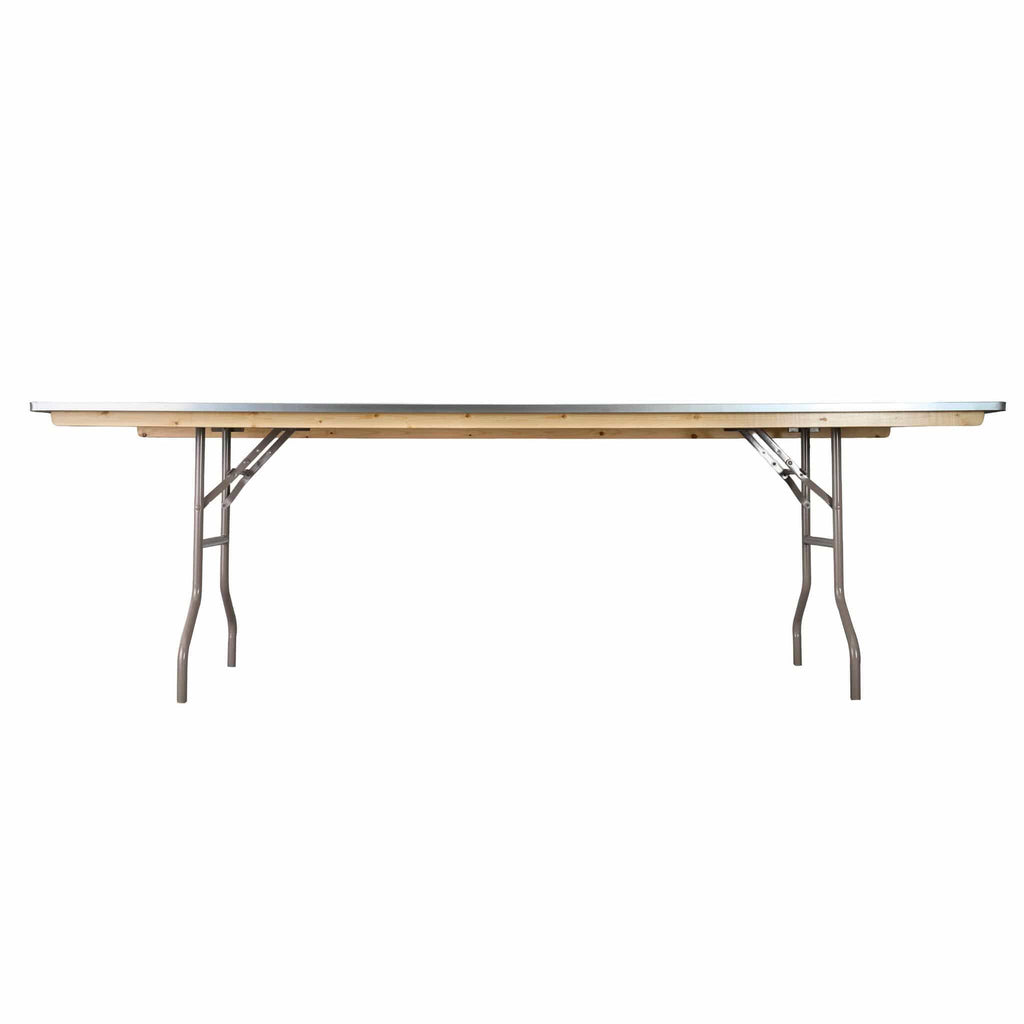 8 Plywood 96" x 30" (8 Foot) Rectangle Folding Tables with Metal Edge + Extra Large Steel Banquet Table Cart