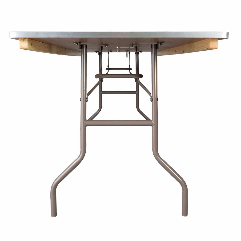 8 Plywood 96" x 30" (8 Foot) Rectangle Folding Tables with Metal Edge + Extra Large Steel Banquet Table Cart