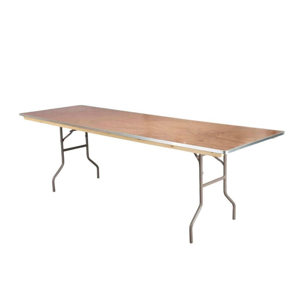 8 Plywood 96" x 30" (8 Foot) Rectangle Folding Tables with Vinyl Edge + Steel Banquet Table Cart