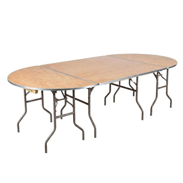 One Square 60" Plywood Table with 2 Half Round 60" Tables Metal Edge