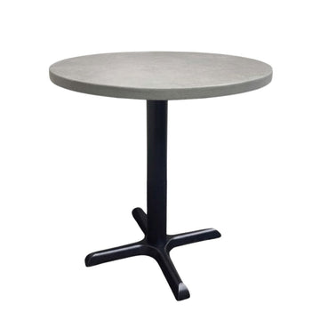 27.4" Round Restaurant Table Cement Gray Top with Black Cross Base