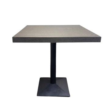 30" x 30" Square Fruitwood Melamine Top Restaurant Table with Black Sloped Square Base